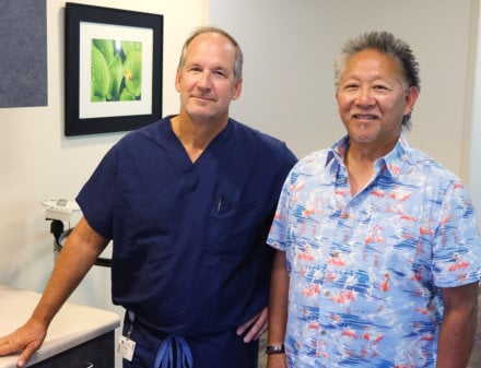 A picture of David Woo and his surgeon Dr Brooks