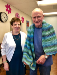 One of many happy recipients of a blanket from Alice's Embrace.