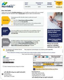 Example of the new bill statements from Northbay Healthcare. Click here to go to our payment portal.